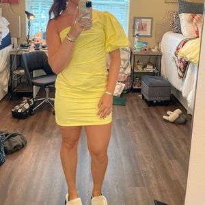 Strut & Bolt One Shoulder Yellow Mini Dress
